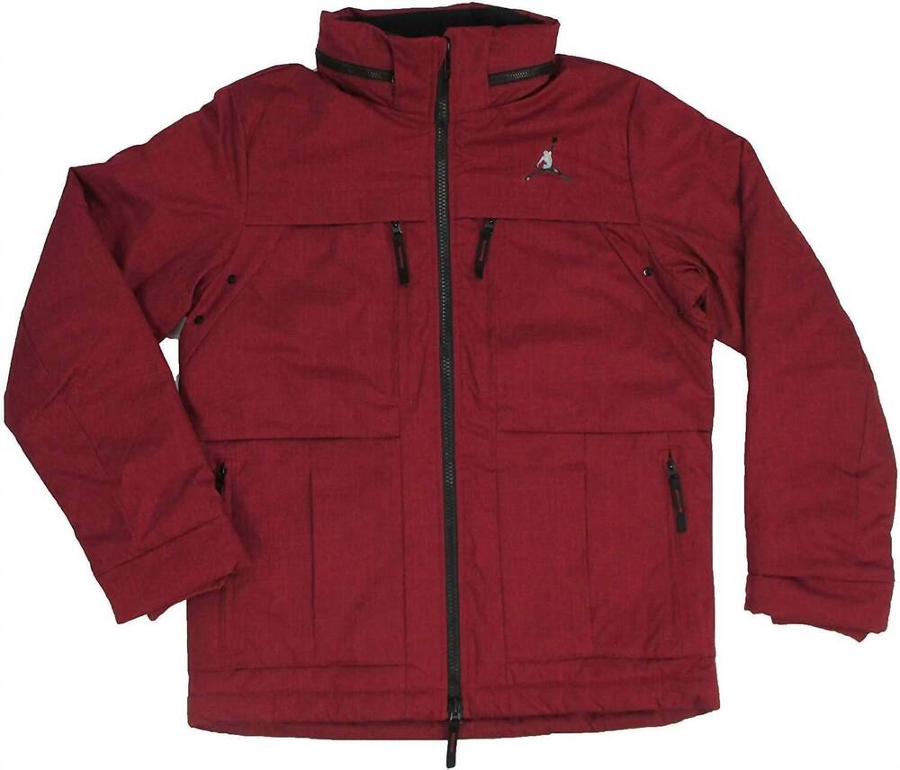 NEW JORDAN men's lifestyle full zip jacket in burgundy/black